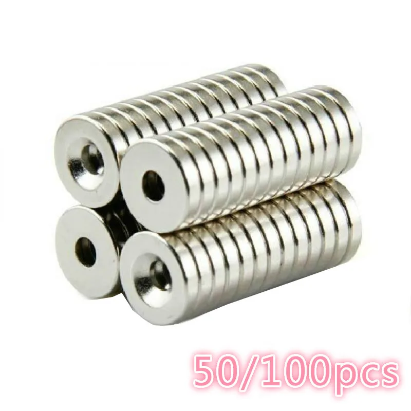 50/100 шт. сильный Неодимовый круглый магнит с потайным кольцом D отверстие 10x3 мм |