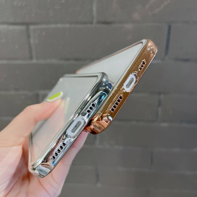 

Luxury Electroplating Transparent Phone Case For iPhone 11 12 Pro Max 7 8 Plus X XR XS Max Bumper Clear Back Cover