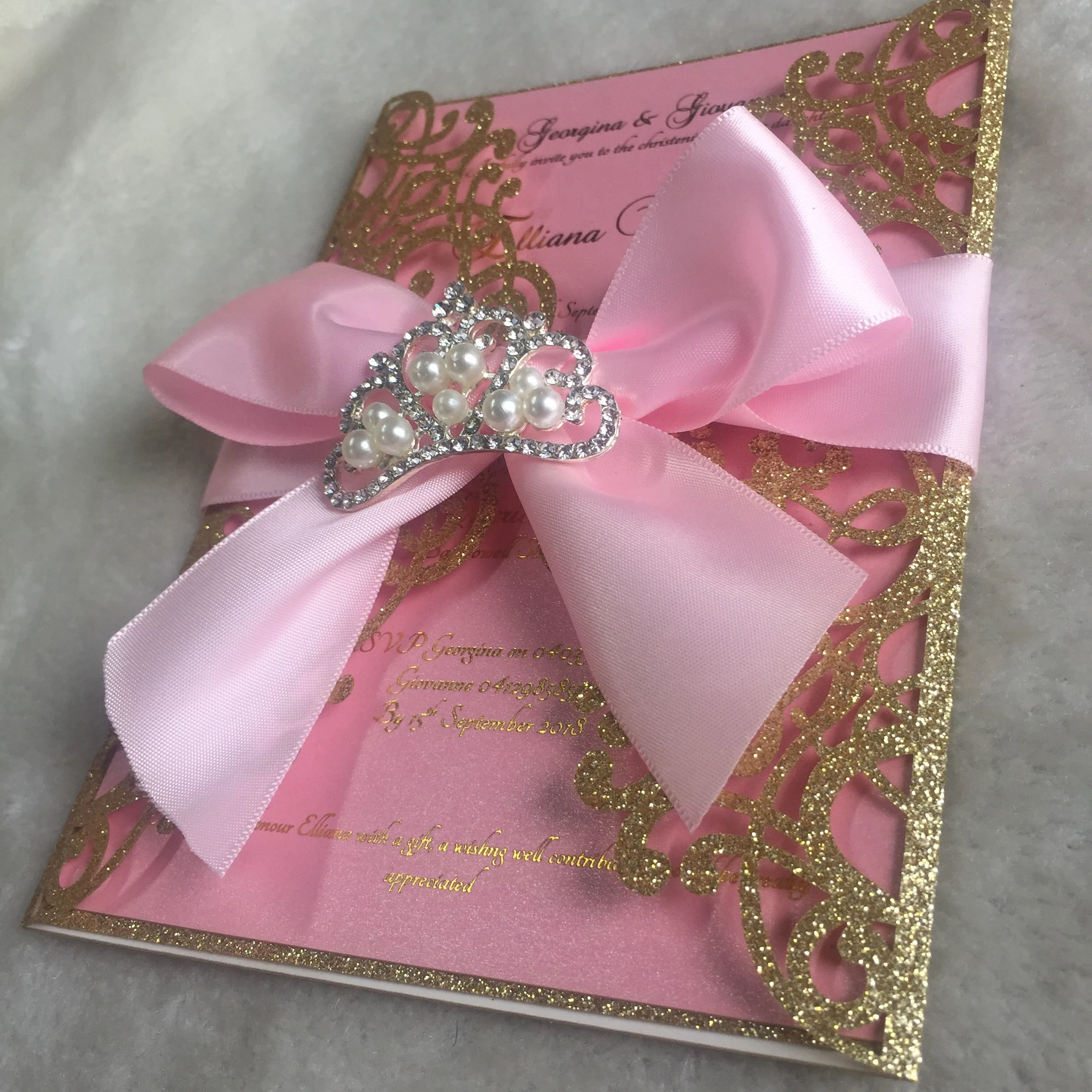 Лазерная резка для вечеринки блестящая светлая Золотая открытка на день