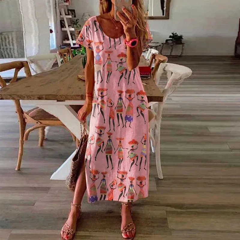 Летняя женская повседневная плинтованная футболка Т макси с длинным рукавом