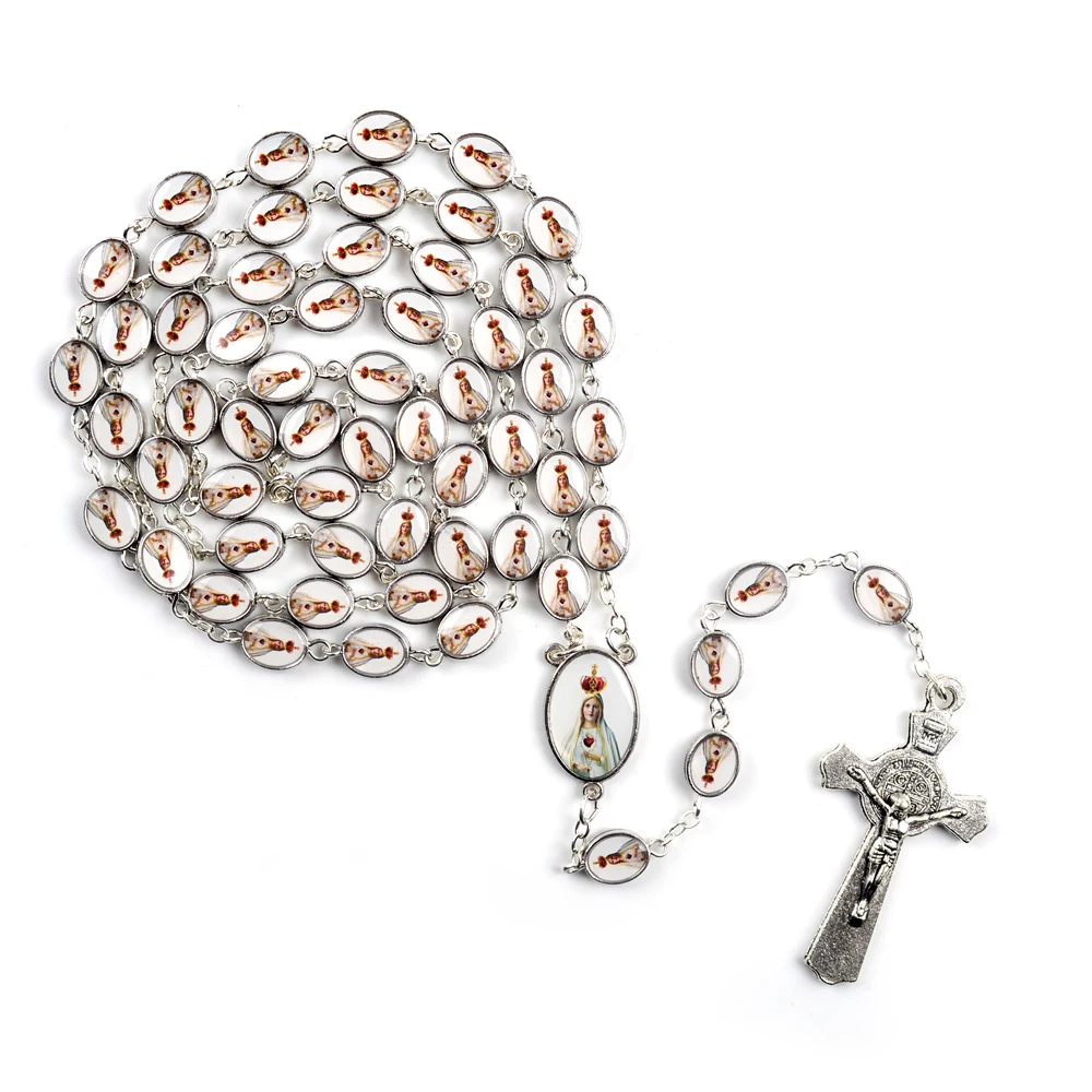 Ожерелье нашей леди Фатимы овальные бусы из сплава католические четки для женщин