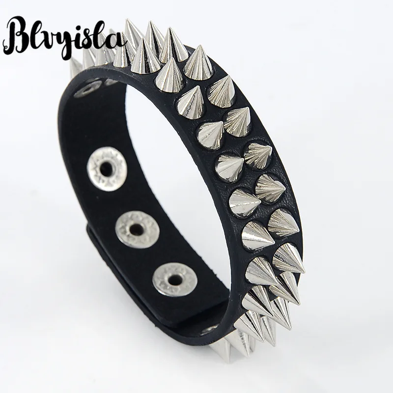 

Винтажный Черный готический модный браслет blvyisland из искусственной кожи с заклепками и застежкой стильный браслет в стиле стимпанк браслет...