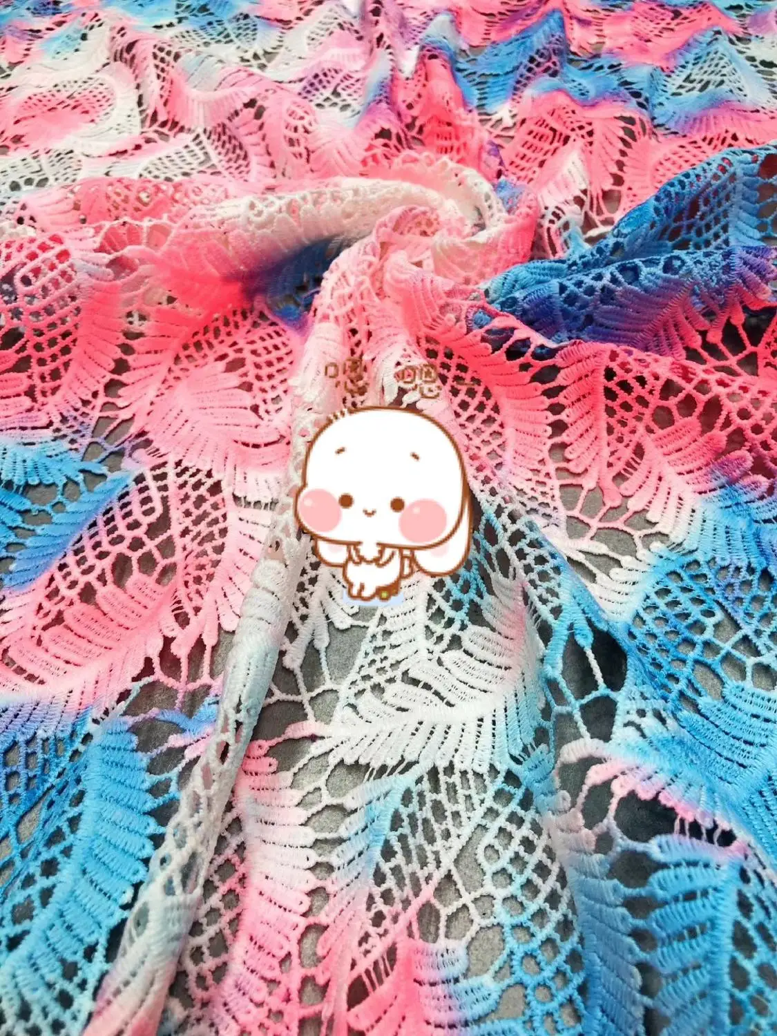 Высококачественная вышитая кружевная ткань с разноцветными листьями JOY 3220