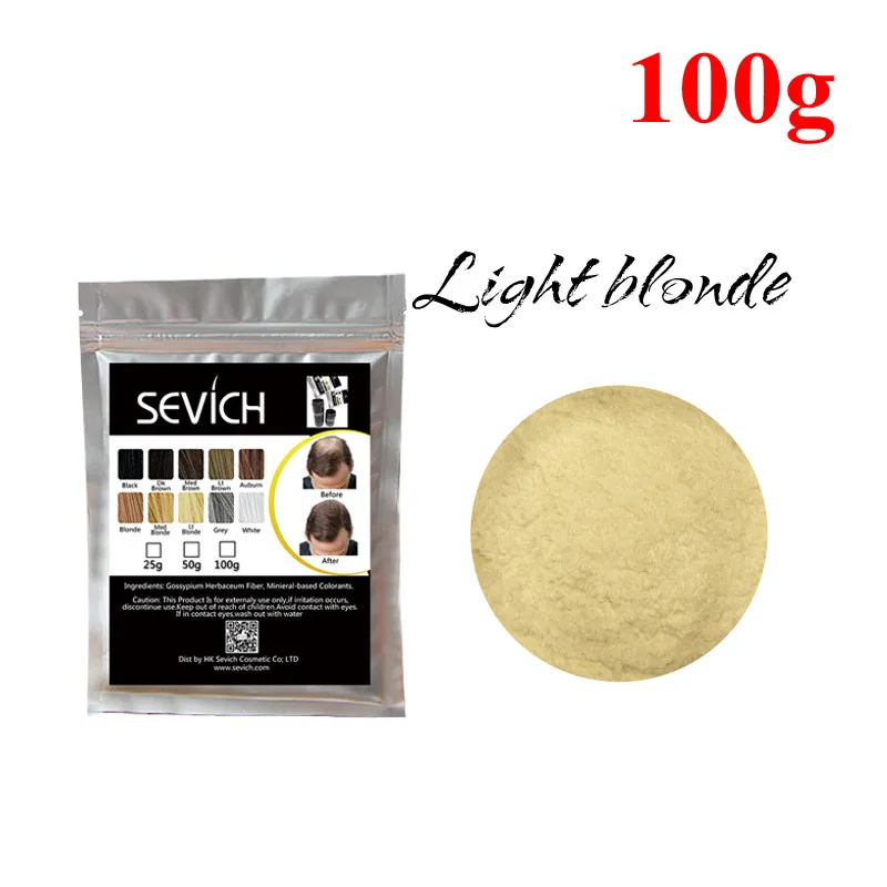 lt-blonde Sevich refill, 100 г, продукты для выпадения волос, строительное волокно, порошки для волос, утолщенные тонкие волосы, 10 цветов, Кератиновое восстановление волос - Цвет: lt-blonde