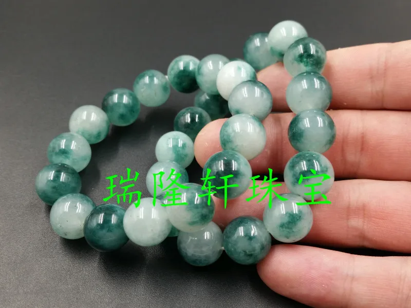 Natural Emerald Round Bead Bracelet Fashion emerald floating flower bracelet 14mm hand string Jades | Украшения и аксессуары