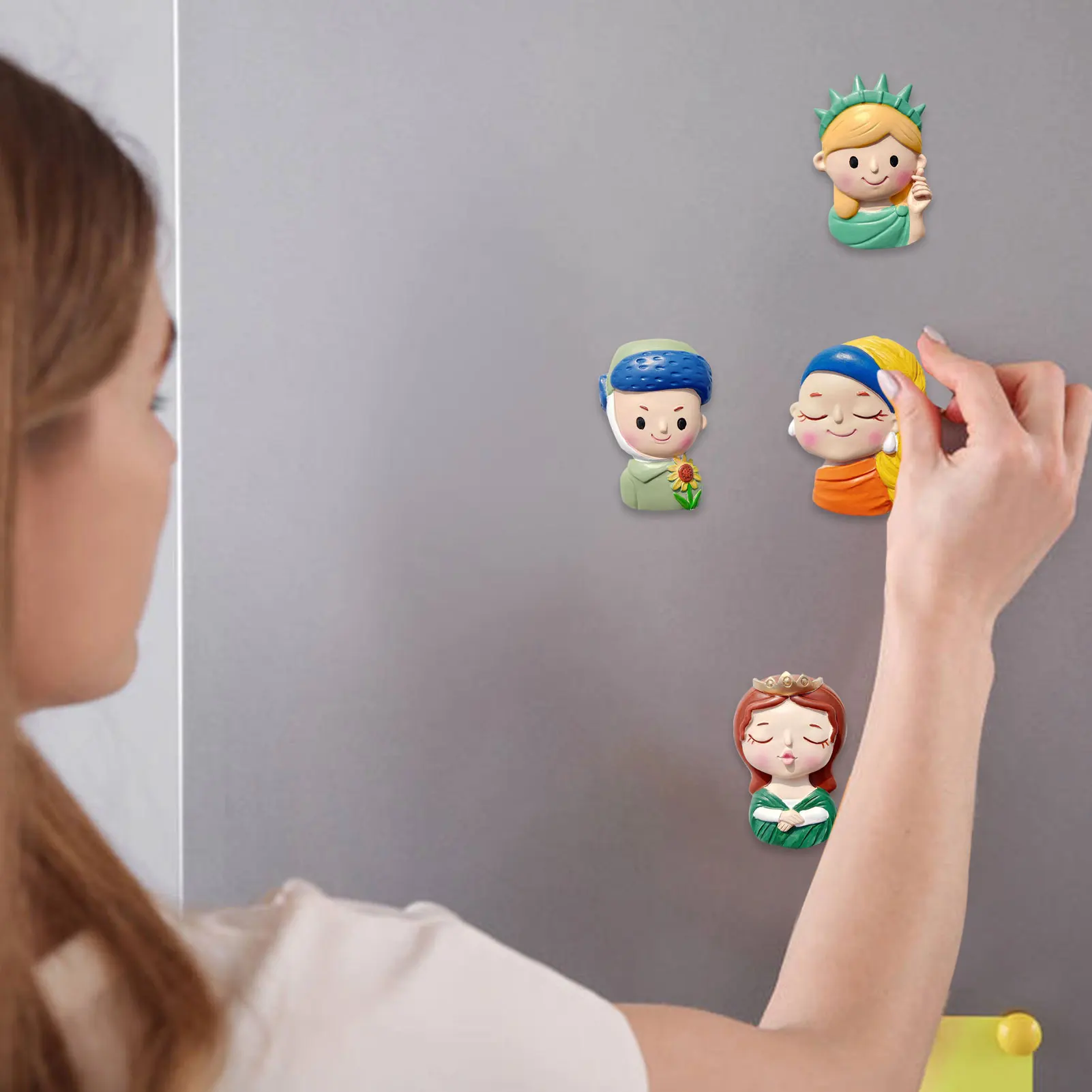 

4pcs Resin Magnets Refrigerator Paste Creative 3D Cartoon Refrigerator Decoration Refrigerator Magnet Decoration