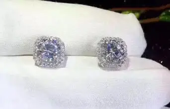 

T734 925 Silver Personalized earring For Women8MM Cubic Zirconia Stone necklace