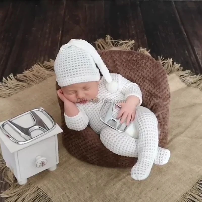 Костюм для фотосессии новорожденных из 2 предметов комбинезон + шапочка с