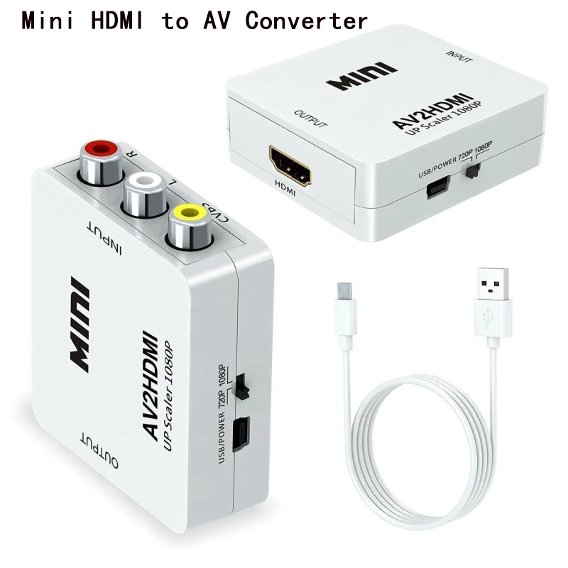 Mini HDMI to AV Мини Композитный 1080P HDMI к RCA Аудио Видео AV/CVBS L/R видео HDMI К AV скейлер адаптер HD видео конвертер коробка для HD ТВ ПК - Цвет: Mini HDMI to AV