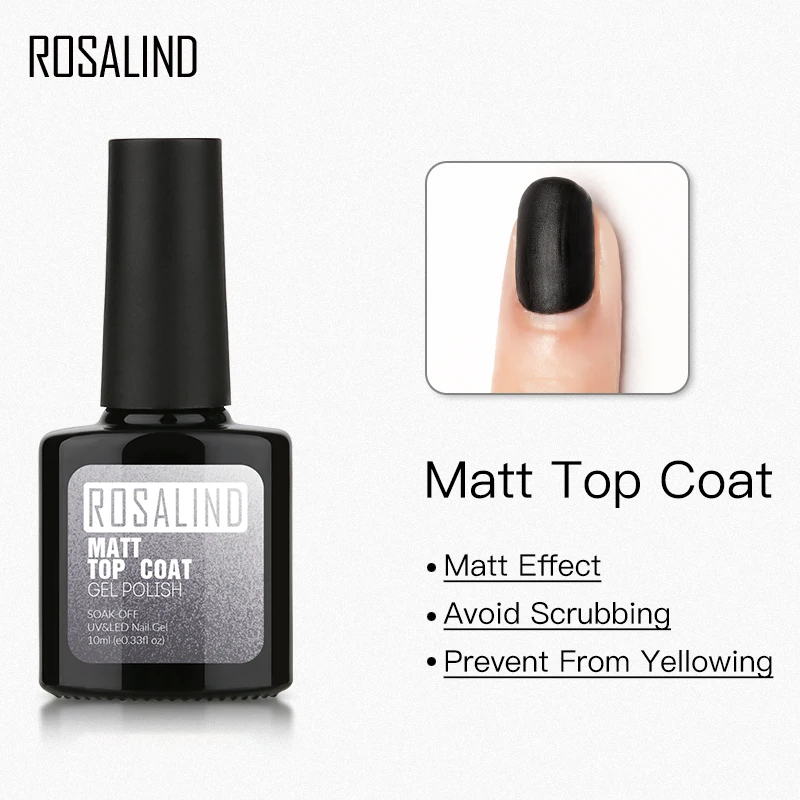 ROSALIND Gel Nail Polish Kit Primer Base Coat Top Matt Set Bright For Art Design UV LED Hybrid Lacquer | Красота и здоровье