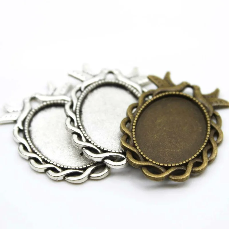 5шт/лот 18x25мм самостоятельно изготовленная основа для ювелирных изделий в форме овала стеклянного кабошона, античная бронзовая подвеска MC-101