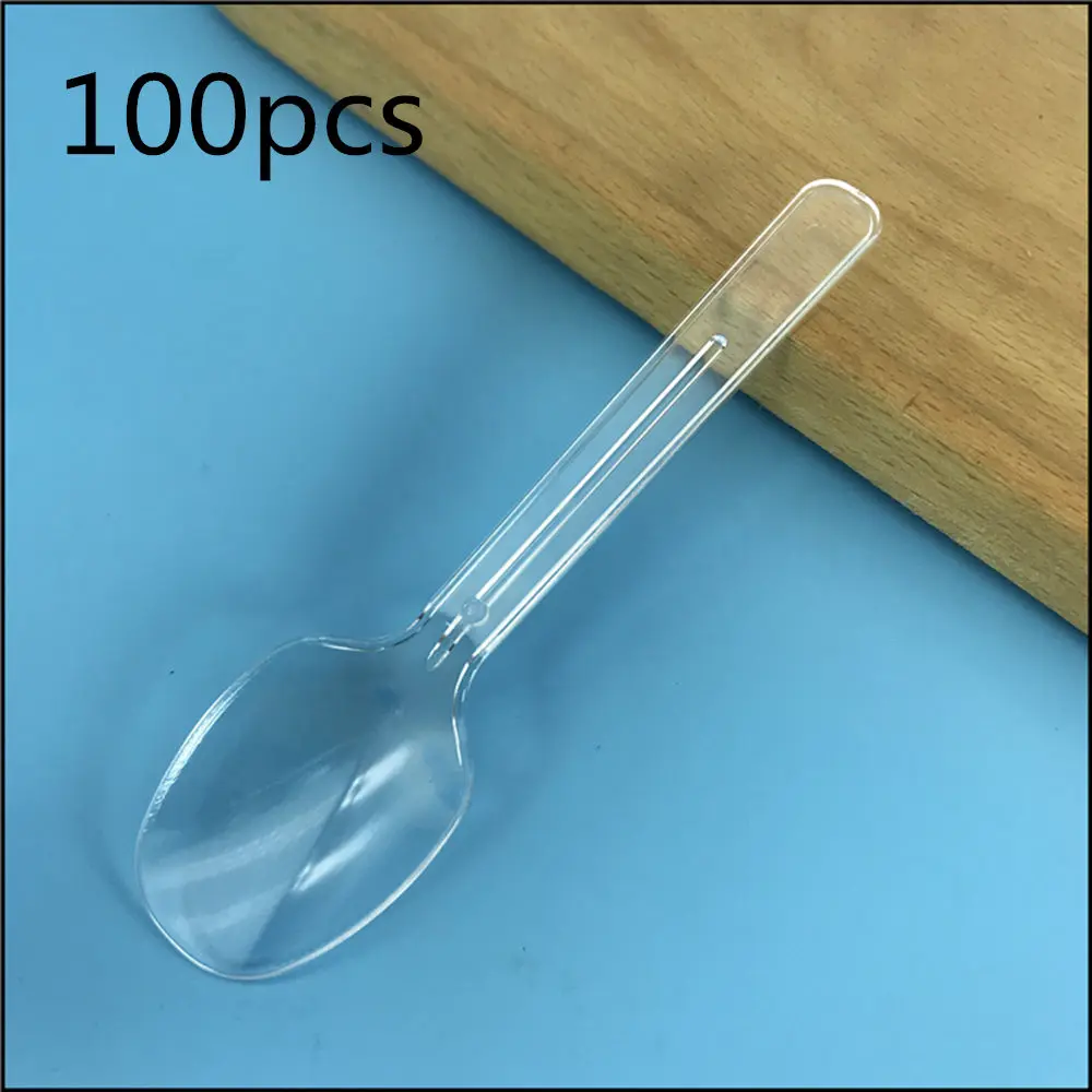 Новые 100 шт мини прозрачные пластиковые ложки вечерние свадебные Одноразовые