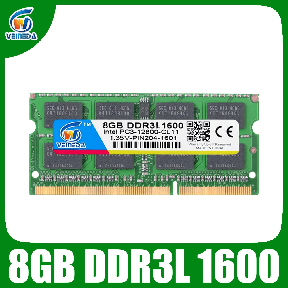 

VEINEDA оперативная Память DDR3L 4 ГБ 8 ГБ 1333 1600 МГц для Intel AMD Sodimm ddr3L 8 Гб pc3-12800 204pin