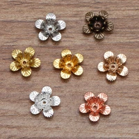 mibrow 20pcslot 7 colors 11mm copper flower bead caps flower filigree bead end caps for diy hair jewelry making findings