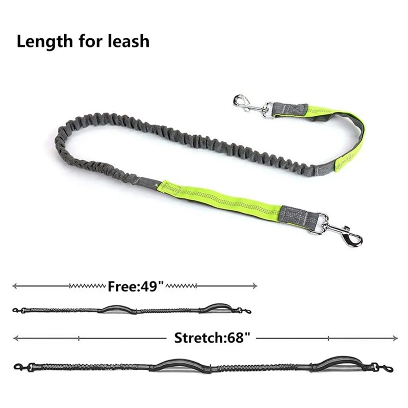 Hands Free Dog Leash Retractable Running Elastic Bungee Belt Jogging Lead with Waist | Дом и сад