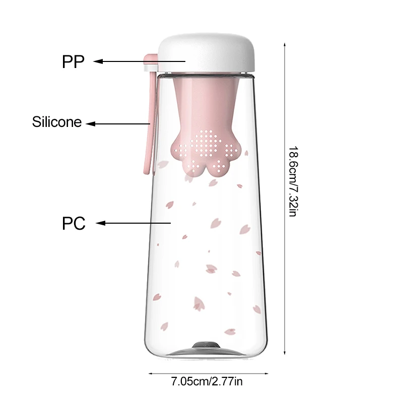 YMEEI милые бутылки для воды с кошачьими лапами пластиковые ситечком заваривания
