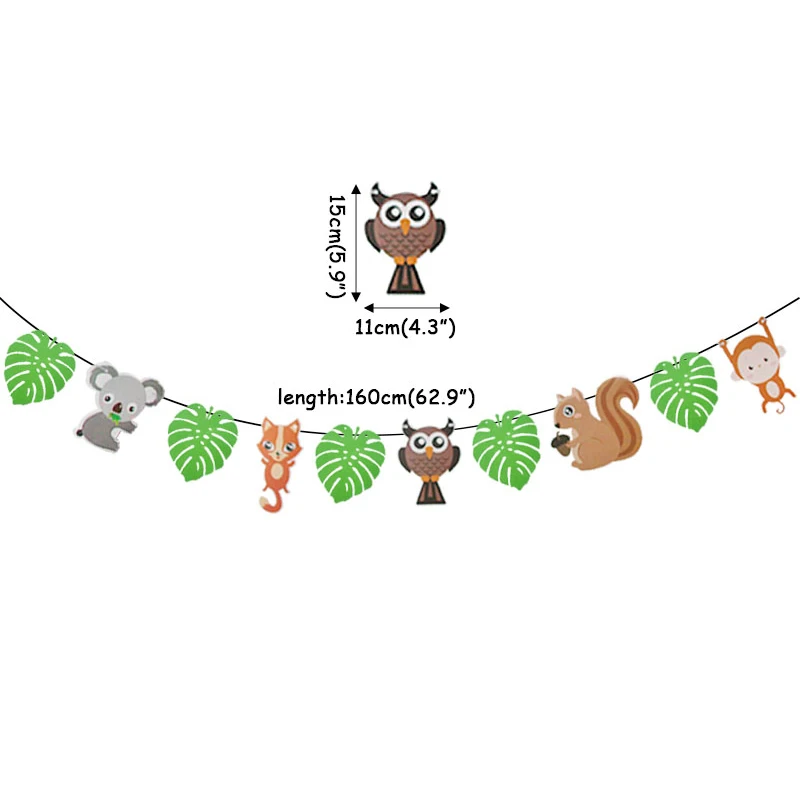 1set Banner C Джунгли вечерние воздушные шары из фольги в виде животного гирлянда овсянка скатерть бумажные стаканчики и тарелки первый ребенок мальчик дети день рождения украшения - Цвет: 1set Banner C