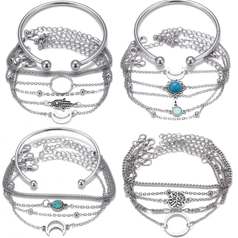 Женский браслет-цепочка DIEZI Богемский Браслет серебряного цвета с цветком ладони