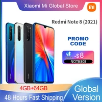 global version xiaomi redmi note 8 2021 cellphone 64gb mobile phone helio g85 octa core 6 3 fhd dotdrop display 48mp 4 cameras
