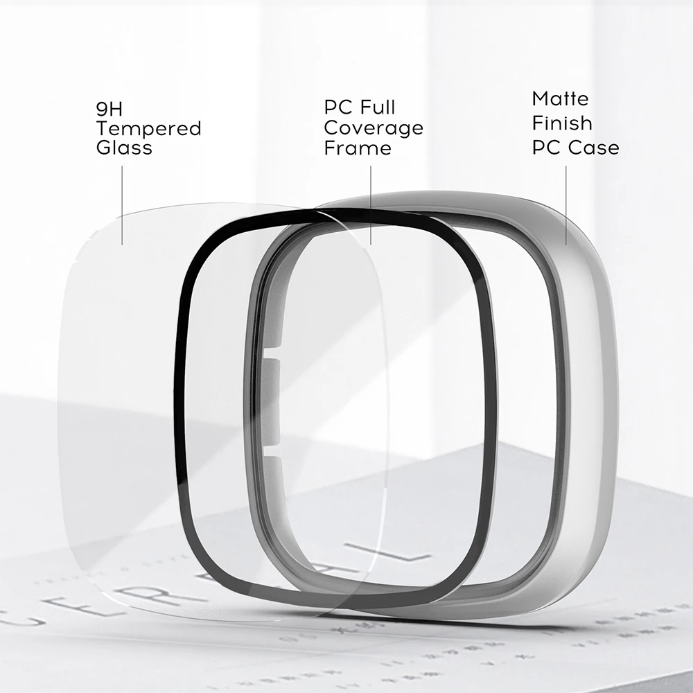 Matte Protective Case for Fitbit versa 3/Sense Cover Screen Protector Full Protective Shell for Versa 3/Sense Accessorie