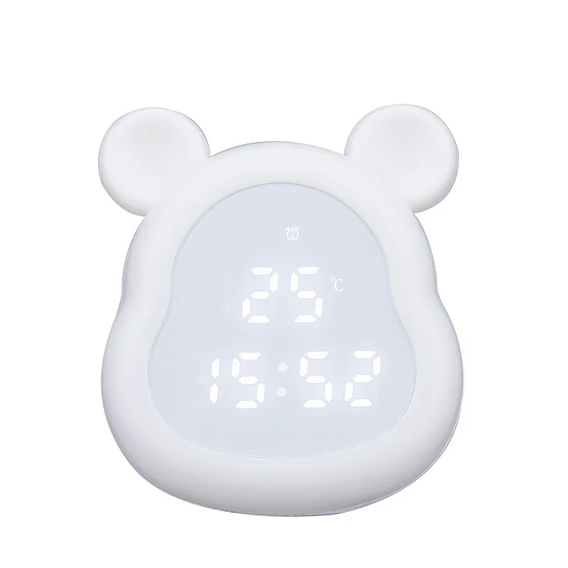

LED Digital Alarm Clock Kids USB Charge Watch Electronic Desktop Clocks Time Snooze Temperature Display Voice Control Clock