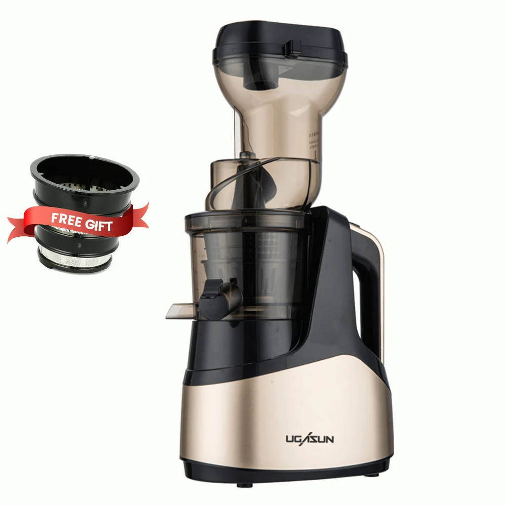 Медленная соковыжималка UGASUN, винтовой экстрактор холодного отжима, без фильтра, легкая мойка, электрическая соковыжималка для фруктов, большой диаметр, несколько цветов