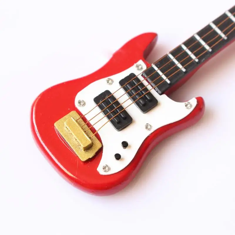 

1:12 Dollhouse Electric Guitar Dollhouse Simulation Instrument Metal Wood Ornament Miniature Decor Craft Model Furniture V9 M5Y6