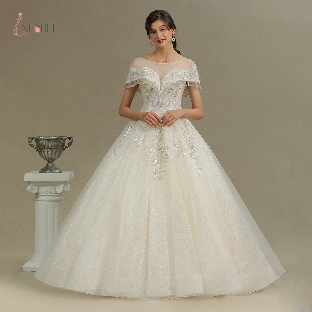 

Vestidos De Novia 100% Real Ball Gown Wedding Dresses V Neck Line Beading Sequins Tassel Lace Mariage Bride Dresses Custom