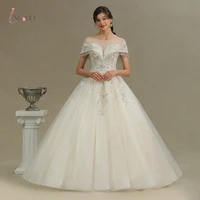 2021 vestidos de novia 100 real ball gown wedding dresses v neck line beading sequins tassel lace mariage bride dresses custom