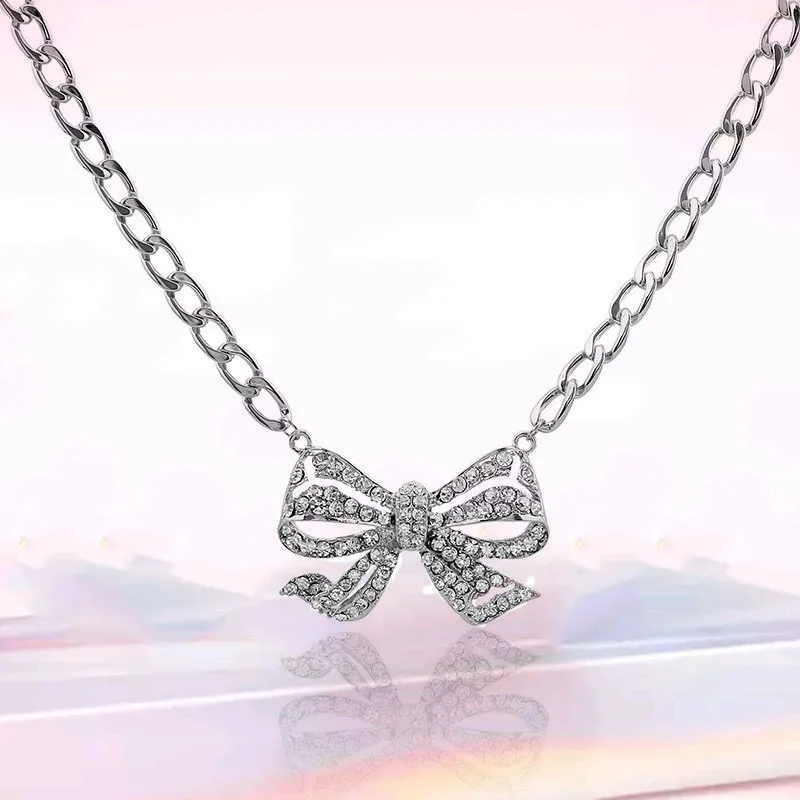 

Necklace Choker Simple Temperament Bow Necklace Female Fashion Net Celebrity Niche Clavicle Chain Short Luxury Necklace