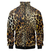 ujwi leopard print jacket long sleeve winter jacket stand collar zipper clothes mens large size casual fun pattern dropship 5xl