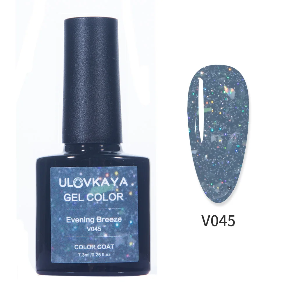 ULOVKAYA УФ гель для ногтей блестящего черного и золотого цвета с блестками