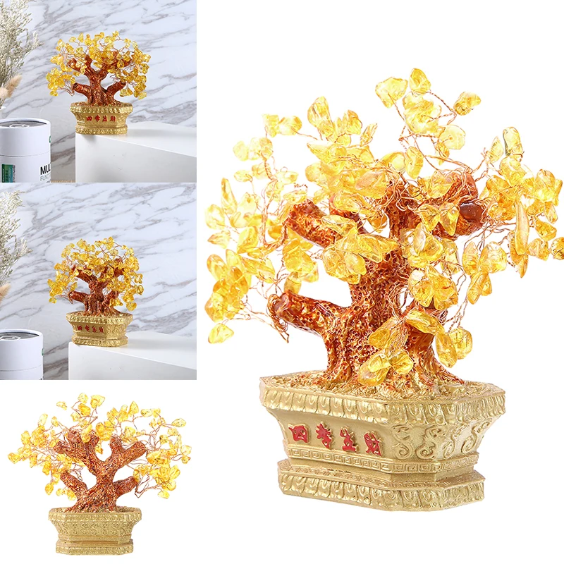 Желтый хрустальные камни символ удачи фэн шуй деньги дерево богатства Luck