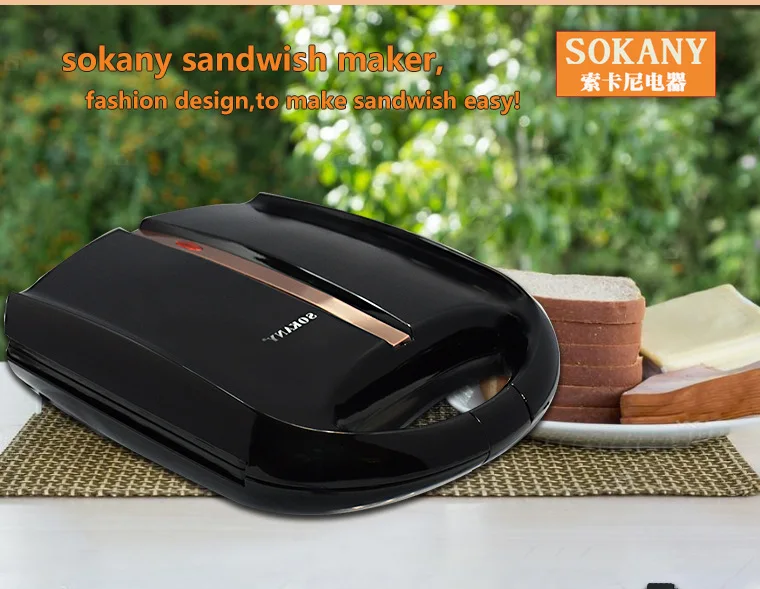 Striped home sandwich machine stainless steel toaster grill breakfast 220V | Waffle Doughnut &amp Cake Makers