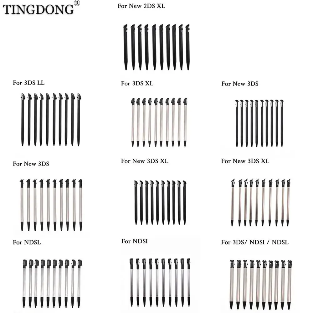 

Металлический телескопический стилус для сенсорного экрана Nintendo 3DS XL LL New 2DS / 3DS LL XL для NDSL NDSi, 10 шт.