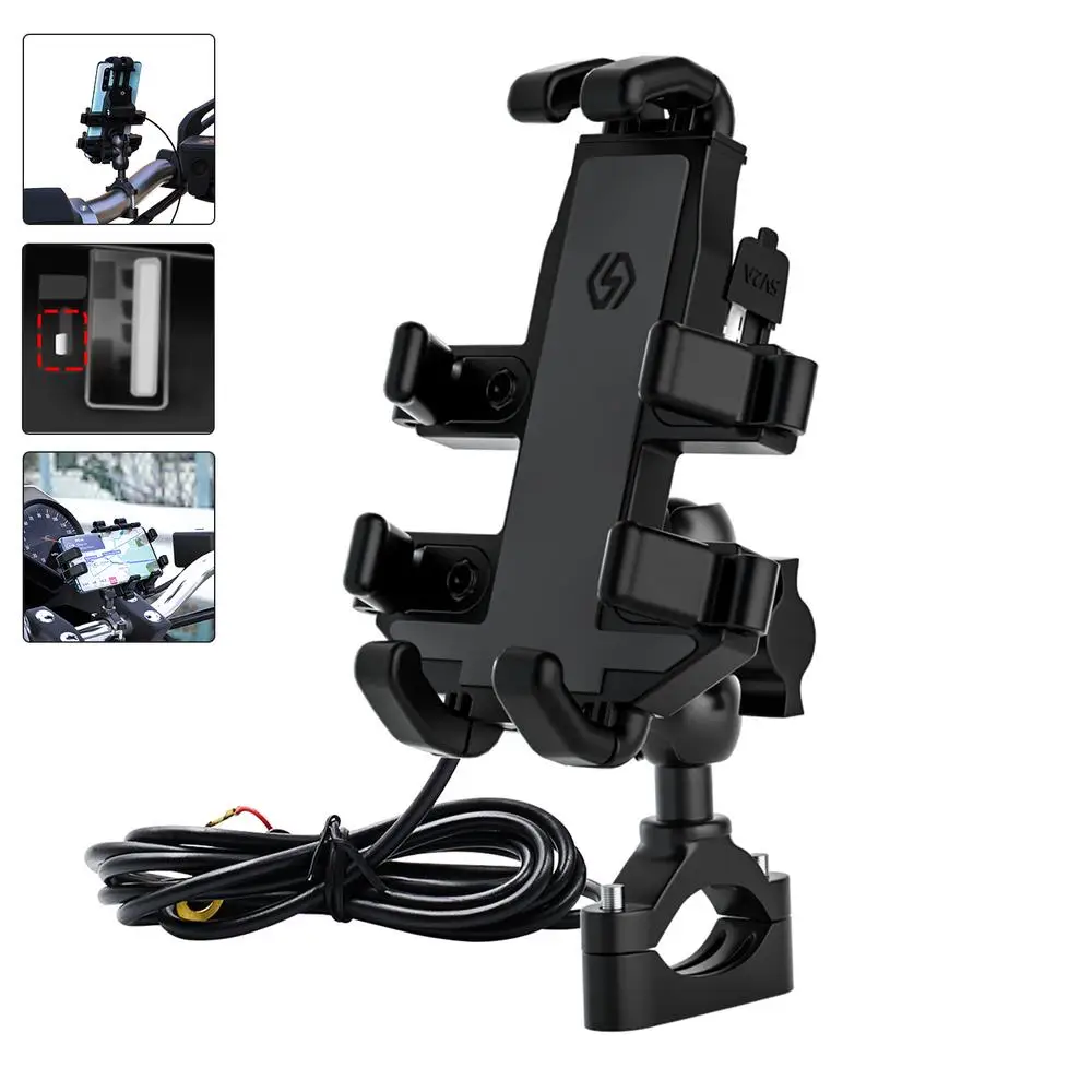 

Mobile Phone Holder Motorcycle Smartphone Support For Motorbike Handlebar Mount Stand With Usb Charger