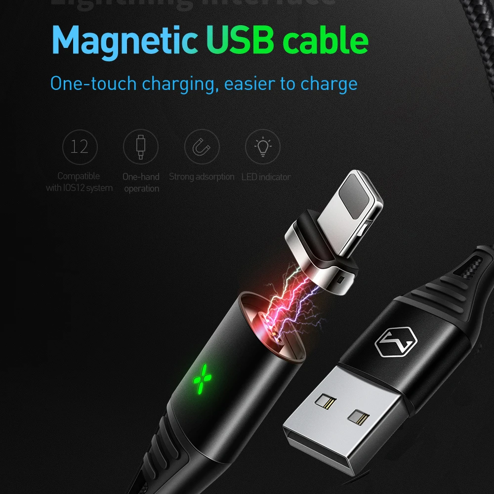 Mcdodo USB Магнитный зарядный кабель 3A для iPhone X XS Max 8 7 6 6s Plus iPad быстрой зарядки