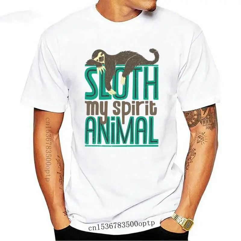 

Sloth Is My Spirit Animal Letter Print T Shirts Mens Hip Hop Cotton Tops Short Sleeves Oversize Mens Clothes Casual Male Tshirts