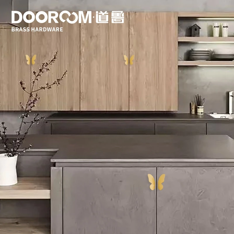 Dooroom латунная фурнитура ручками Натуральный Свежий светло роскошные золотые бабочки Тянет Шкаф для одежды шкаф для шкафов, ящиков Ручки