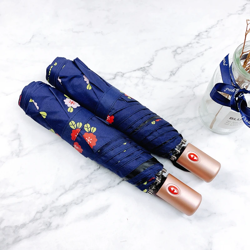 

Palony Ultra Light Full-automatic Three-folding Small Flowers Anti-UV Black Coating Portable Sunny And Rainy Umbrella Women