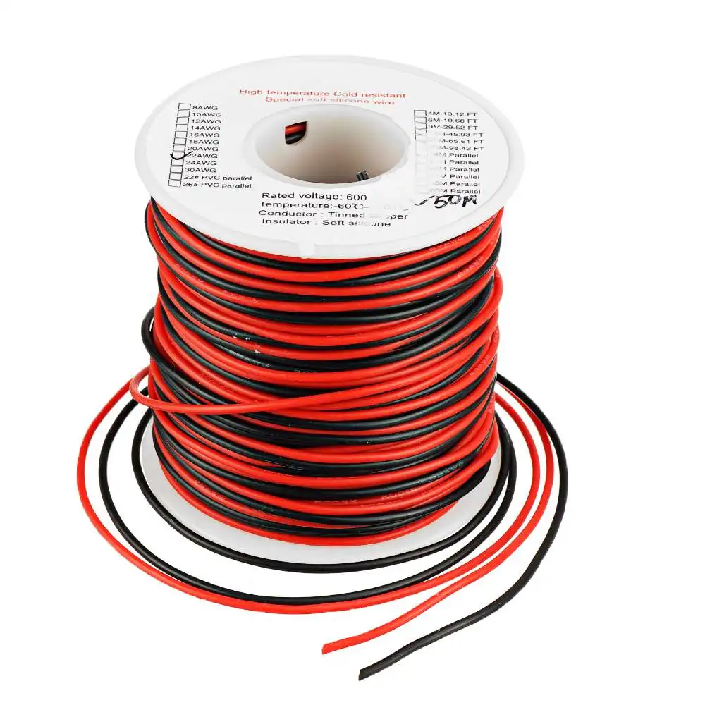 

EUHOBBY 50m 22AWG Wire Cable Soft Silicone High Temperature Tinned Copper Line for RC Car Model Toys RC Helicopter Battery