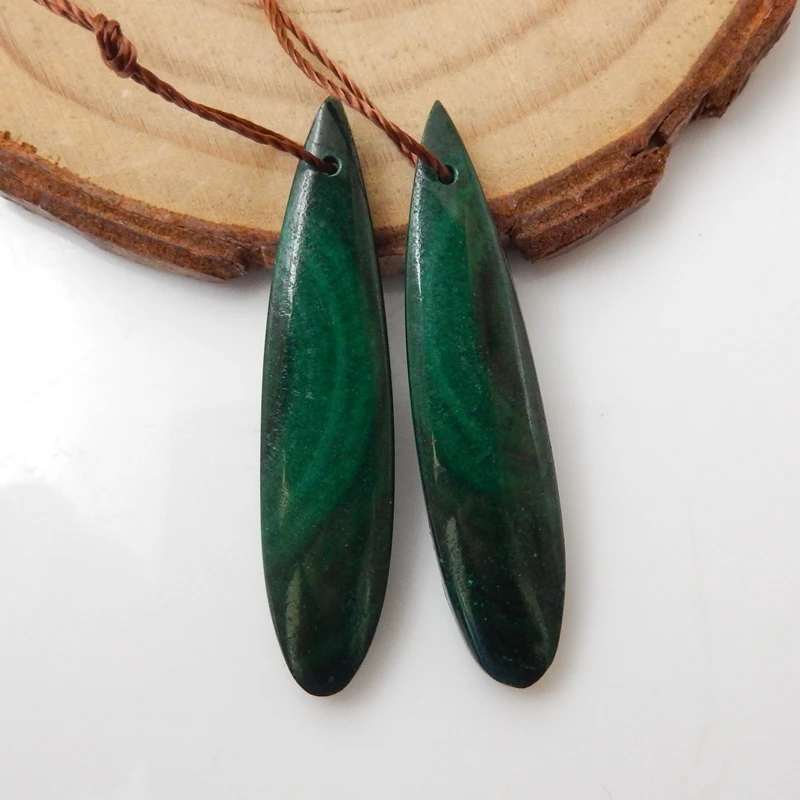 Новое поступление серьги-натуральный камень Малахит ручная работа полуготовые