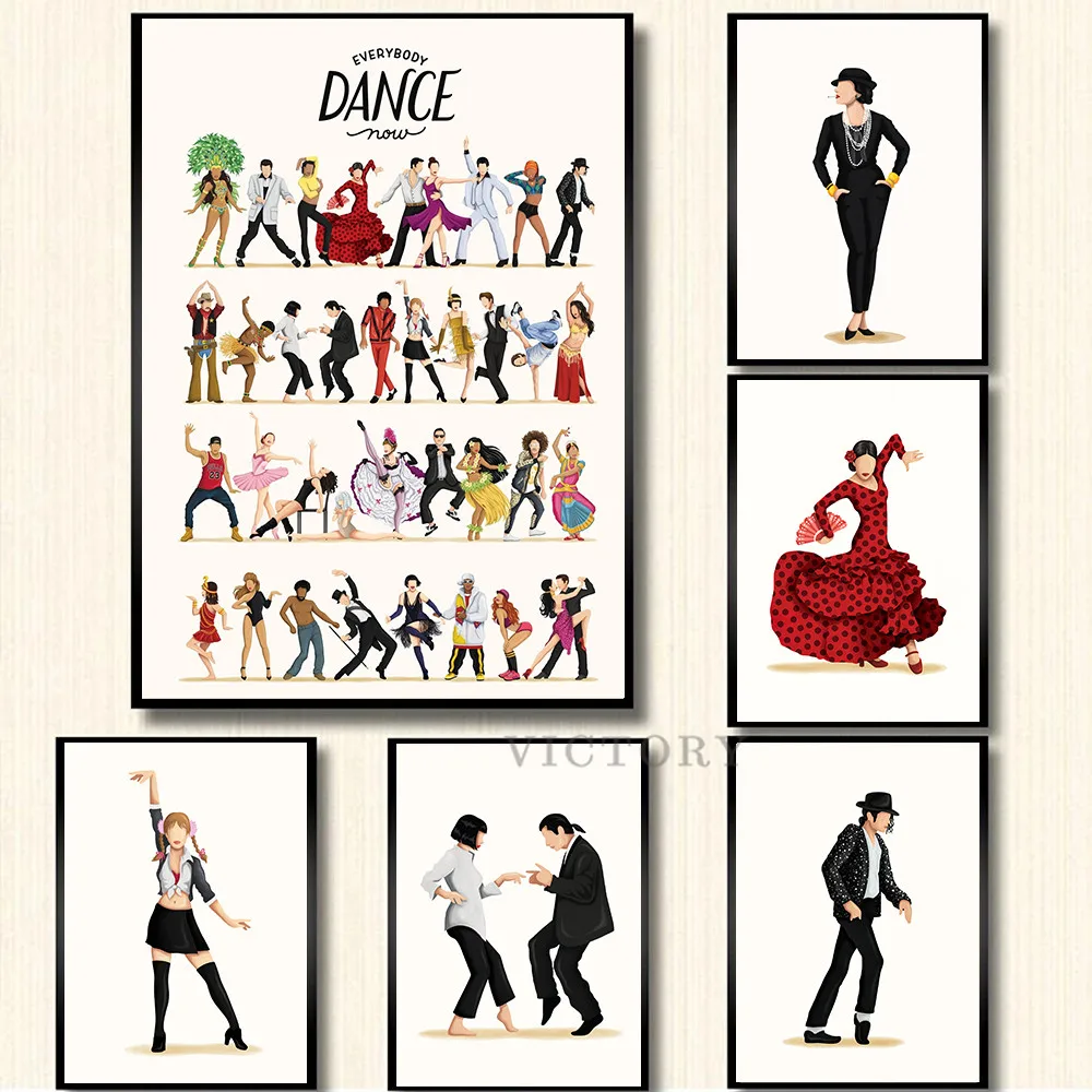 

Dance Art Print Pulp Fiction Poster Classic Movie Poster Abstract Minimalist Wall Art Dancing Canvas Painting Bedroom Home Decor