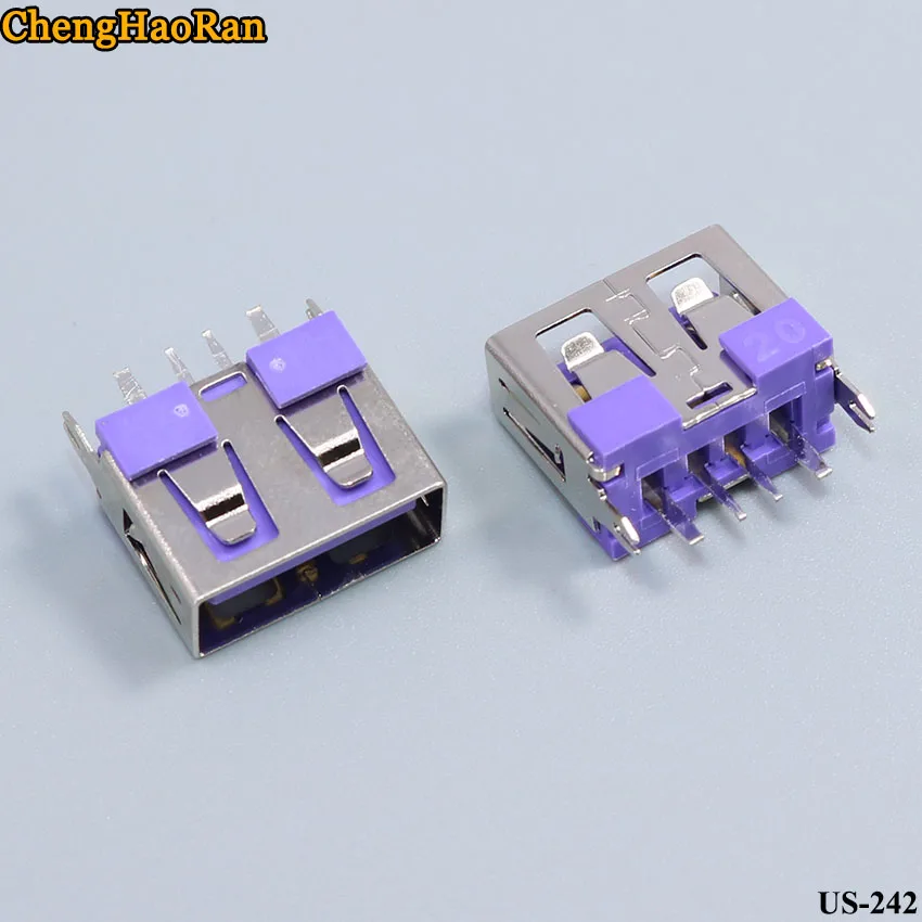 ЧенгХаоРан 1 шт. USB разъем женский типа А короткое тело 180 градусов прямой вертикальный разъем белого пластика с черным боковым соединителем.