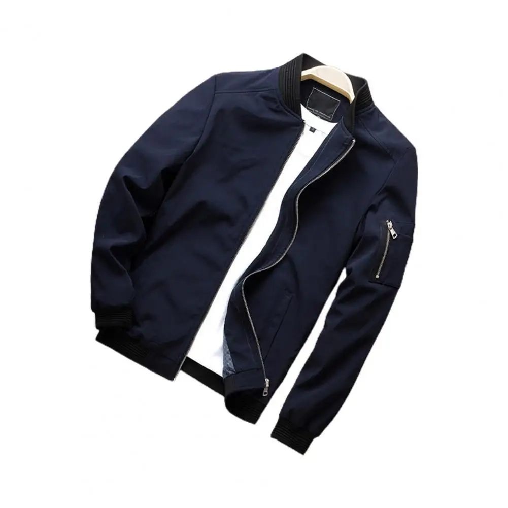 

Elastic Cuff Breathable Stand Collar Cardigan Winter Jacket for Work