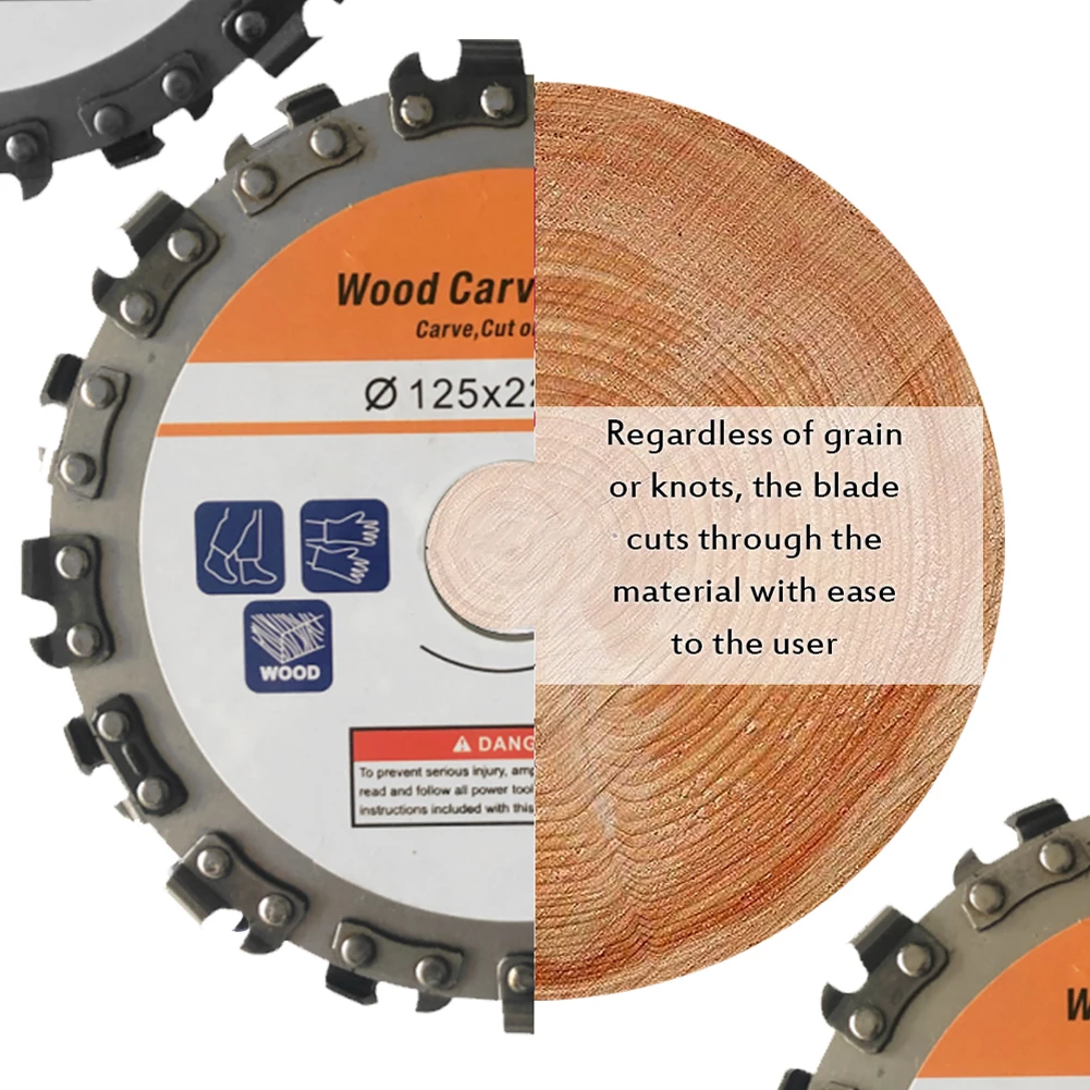 125mm 16 Tooth Stainless Steel Grinding Machine Woodworking Disc Grooving Chains Wood Carving Cutting |