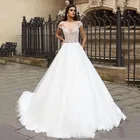 Простое свадебное платье Aline, сексуальное платье с V-образным вырезом, открытыми плечами и кружевной аппликацией в стиле бохо, свадебные платья