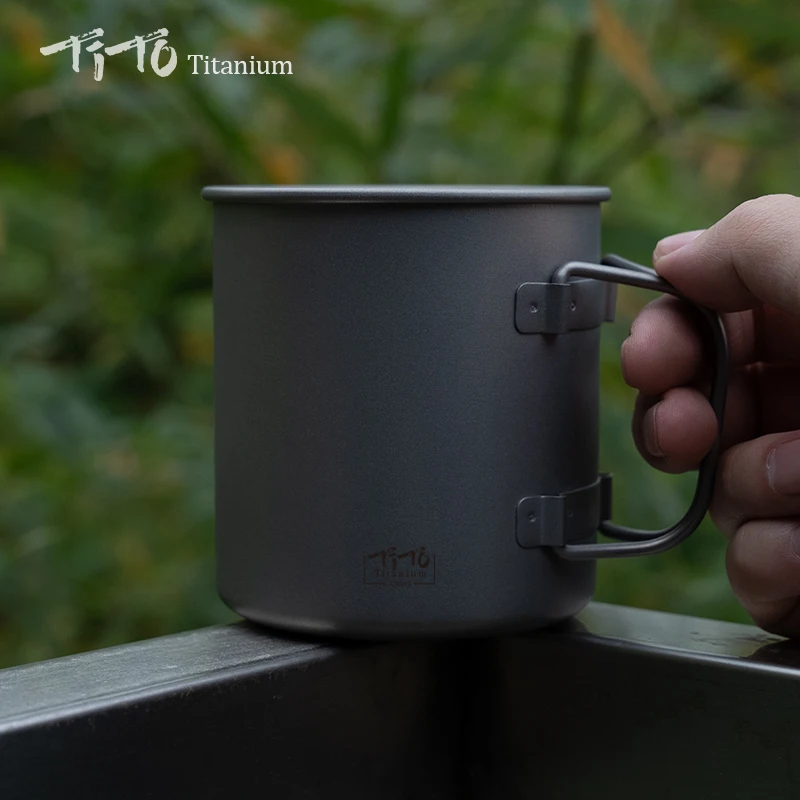 Портативная Ультралегкая чашка Тито из титана однослойная кружка с вытяжной