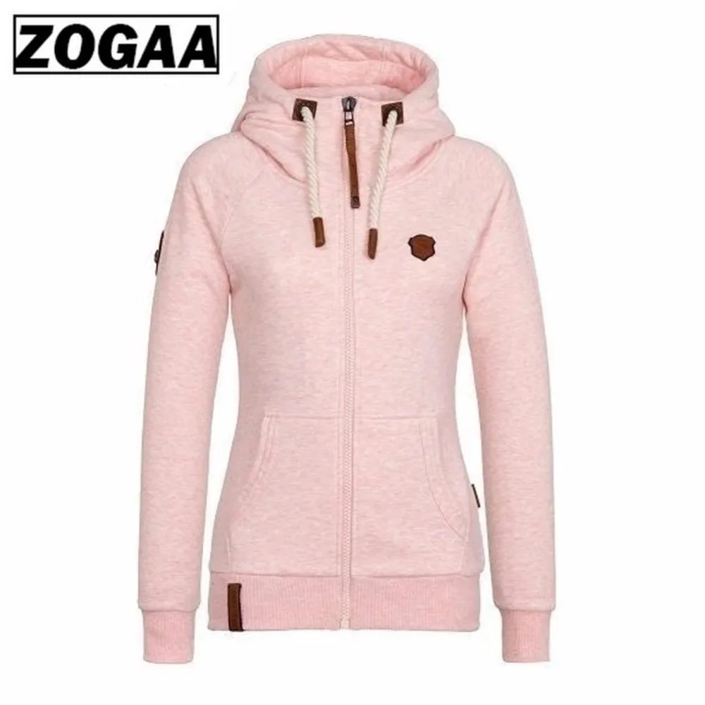 ZOGAA 2018 Женская модная новая куртка с капюшоном на молнии воротником толстовки