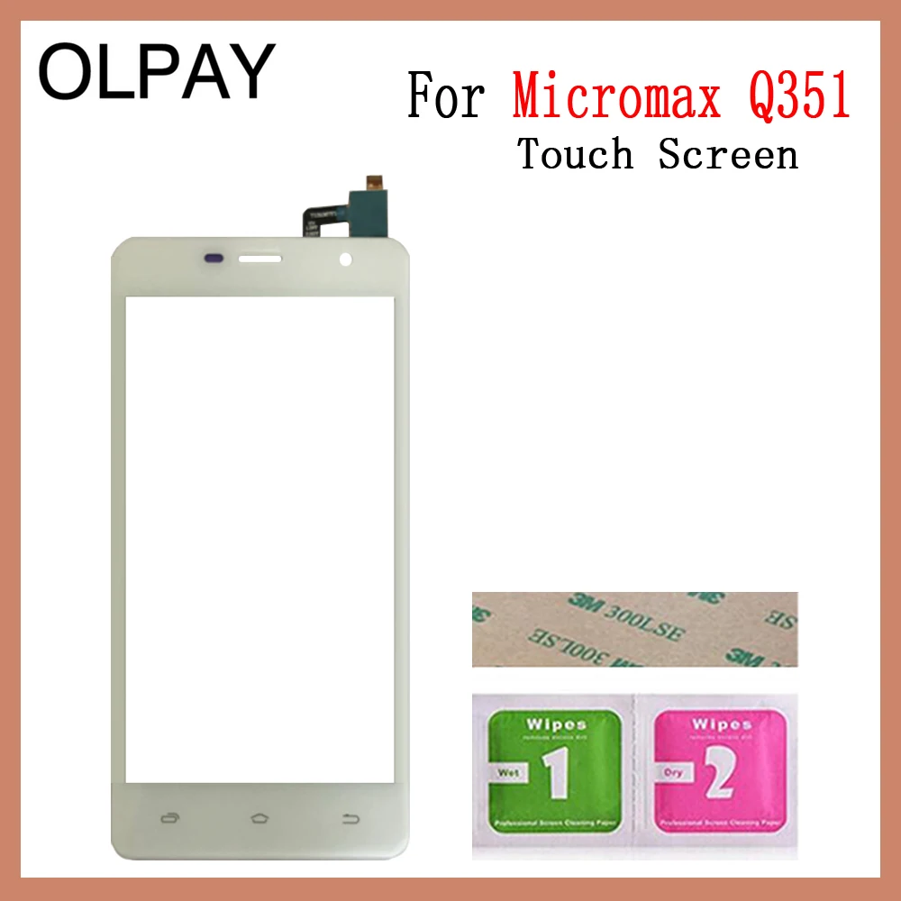 White No Tools OLPAY 5,0 ''сенсорный экран для Micromax Q351 сенсорный экран дигитайзер Панель переднее стекло объектив сенсор инструменты клей+ салфетки - Цвет: White No Tools